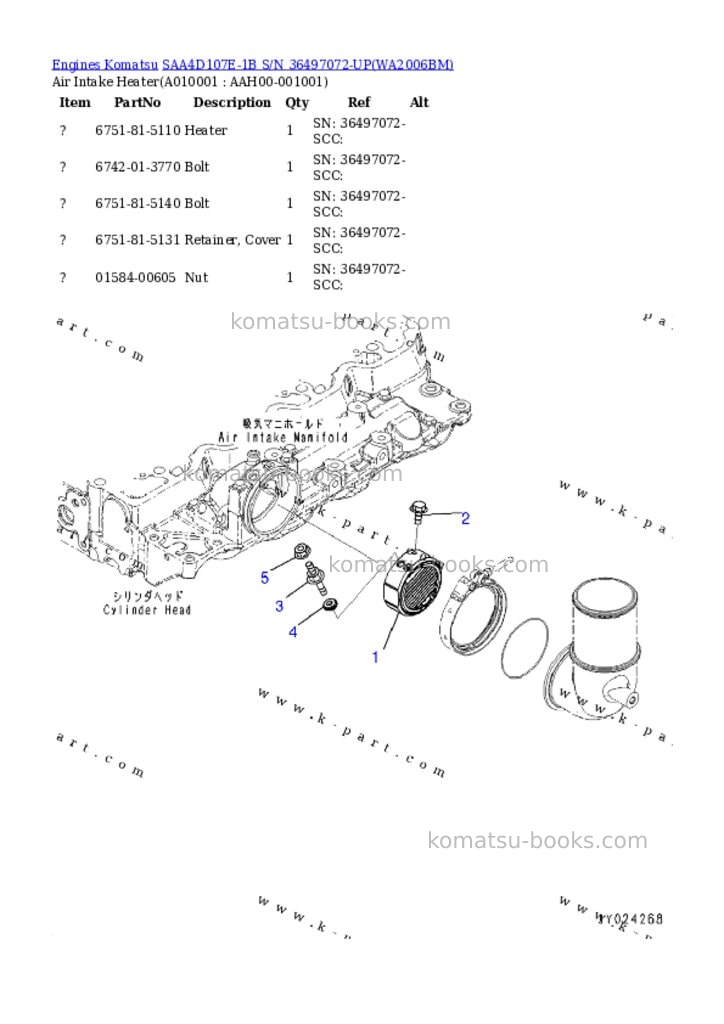Komatsu SAA4D107E-1B S/N 36497072-UP Parts catalog cover Page 6