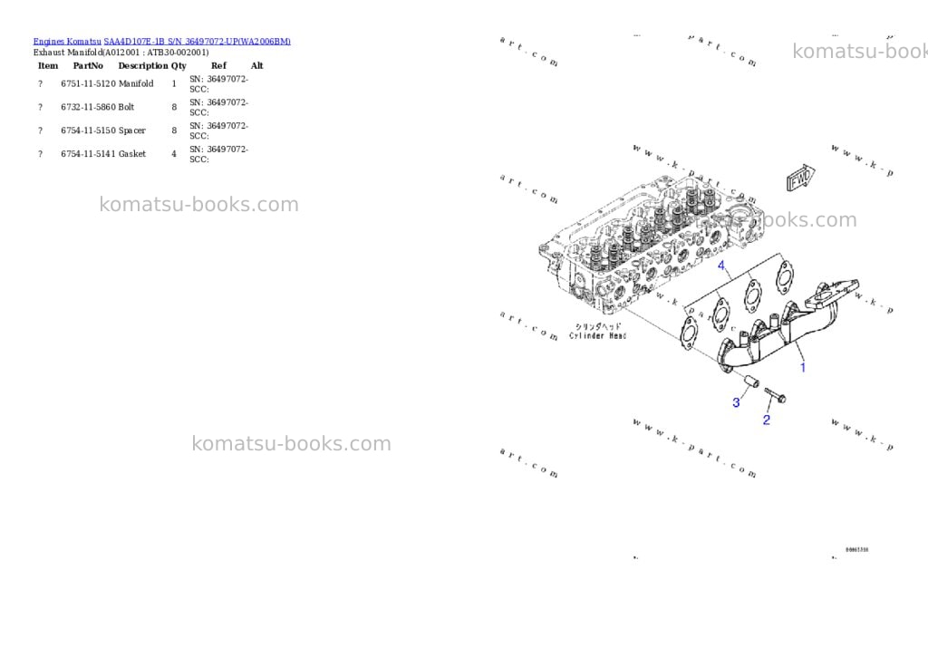 Komatsu SAA4D107E-1B S/N 36497072-UP Parts catalog cover Page 7