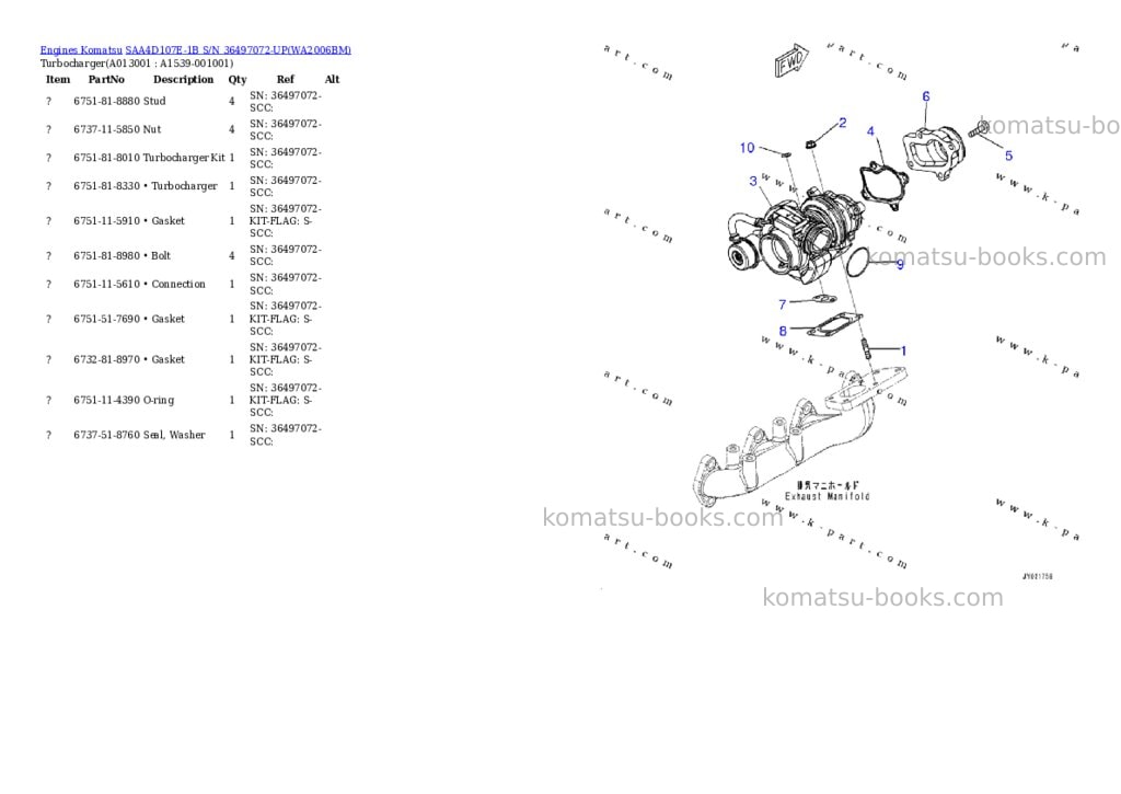 Komatsu SAA4D107E-1B S/N 36497072-UP Parts catalog cover Page 8