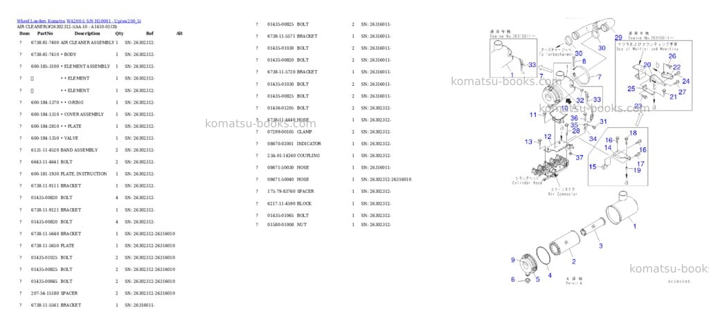 Komatsu wa200-5 s/n h50001 - up Parts catalog cover Page 9