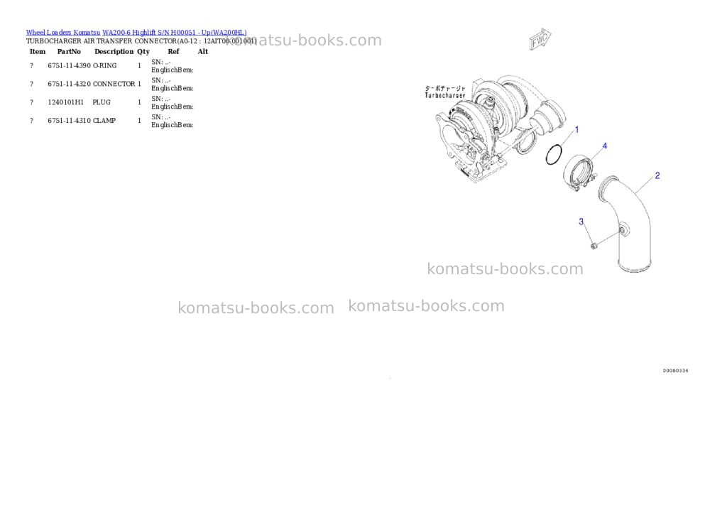 Komatsu wa200-6 highlift s/n h00051 - up Parts catalog cover Page 10 Komatsu wa200-6 highlift s/n h00051 - up Parts catalog cover Page 10