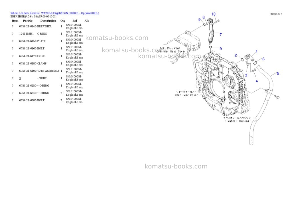 Komatsu wa200-6 highlift s/n h00051 - up Parts catalog cover Page 4 Komatsu wa200-6 highlift s/n h00051 - up Parts catalog cover Page 4