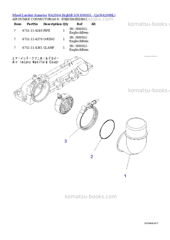Komatsu wa200-6 highlift s/n h00051 - up Parts catalog cover Page 6 Komatsu wa200-6 highlift s/n h00051 - up Parts catalog cover Page 6
