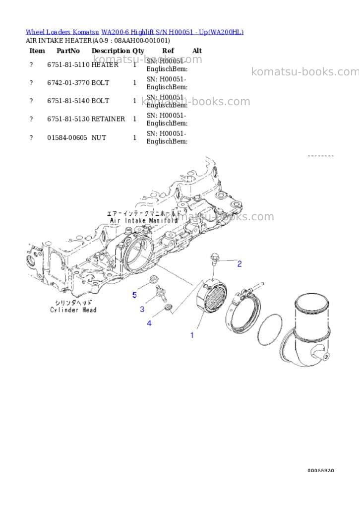 Komatsu wa200-6 highlift s/n h00051 - up Parts catalog cover Page 7 Komatsu wa200-6 highlift s/n h00051 - up Parts catalog cover Page 7
