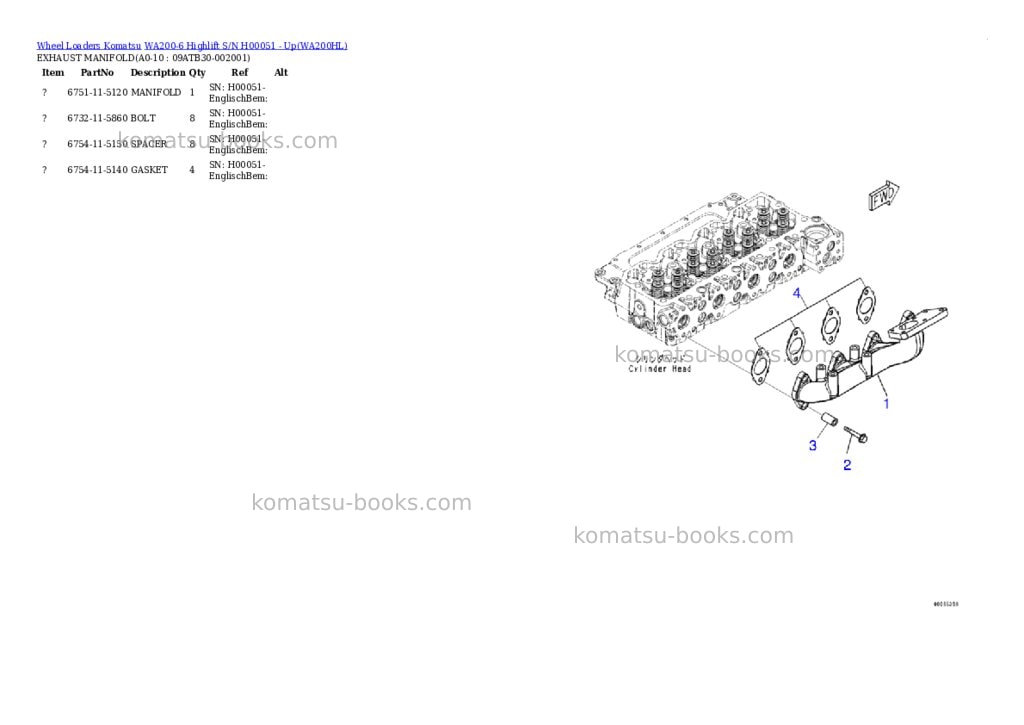 Komatsu wa200-6 highlift s/n h00051 - up Parts catalog cover Page 8 Komatsu wa200-6 highlift s/n h00051 - up Parts catalog cover Page 8