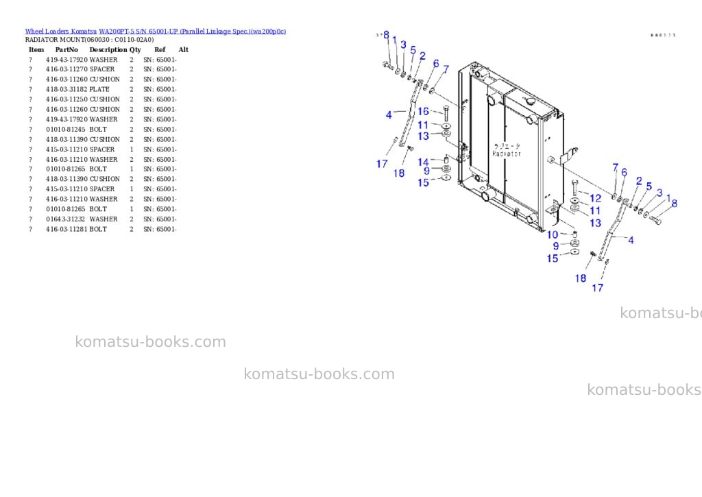 Komatsu wa200pt-5 s/n 65001-up parallel linkage spec. Parts catalog cover Page 9