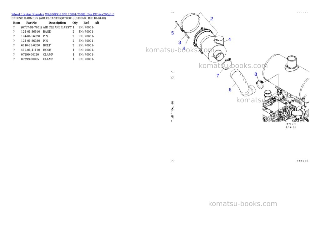 Komatsu WA200PZ-6 S/N 70001-70882 (For EU) Parts catalog cover Page 4