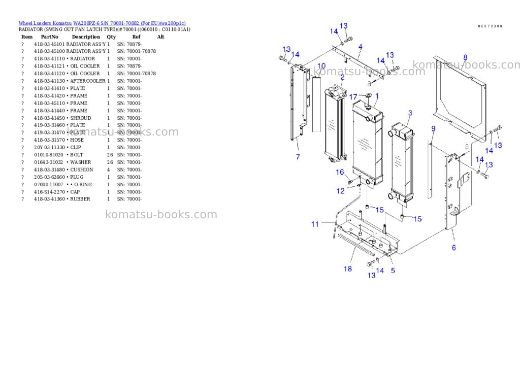 Komatsu WA200PZ-6 S/N 70001-70882 (For EU) Parts catalog cover Page 8