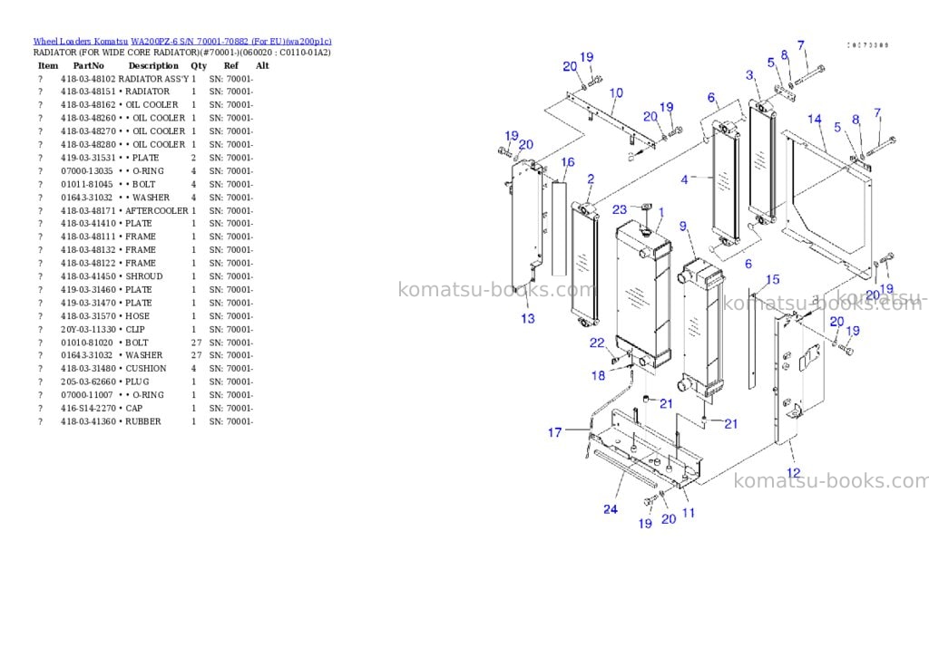 Komatsu WA200PZ-6 S/N 70001-70882 (For EU) Parts catalog cover Page 9