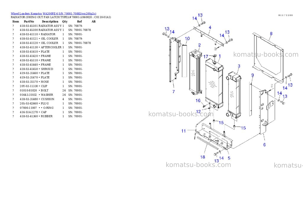 Komatsu wa200pz-6 s/n 70001-70882 Parts catalog cover Page 10