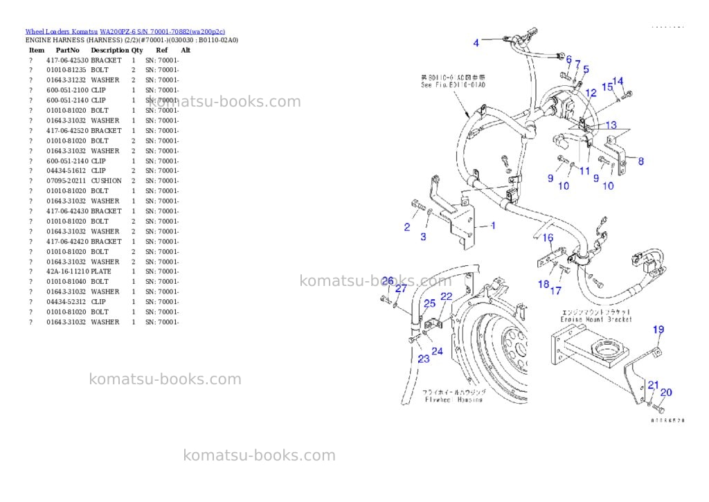 Komatsu wa200pz-6 s/n 70001-70882 Parts catalog cover Page 2