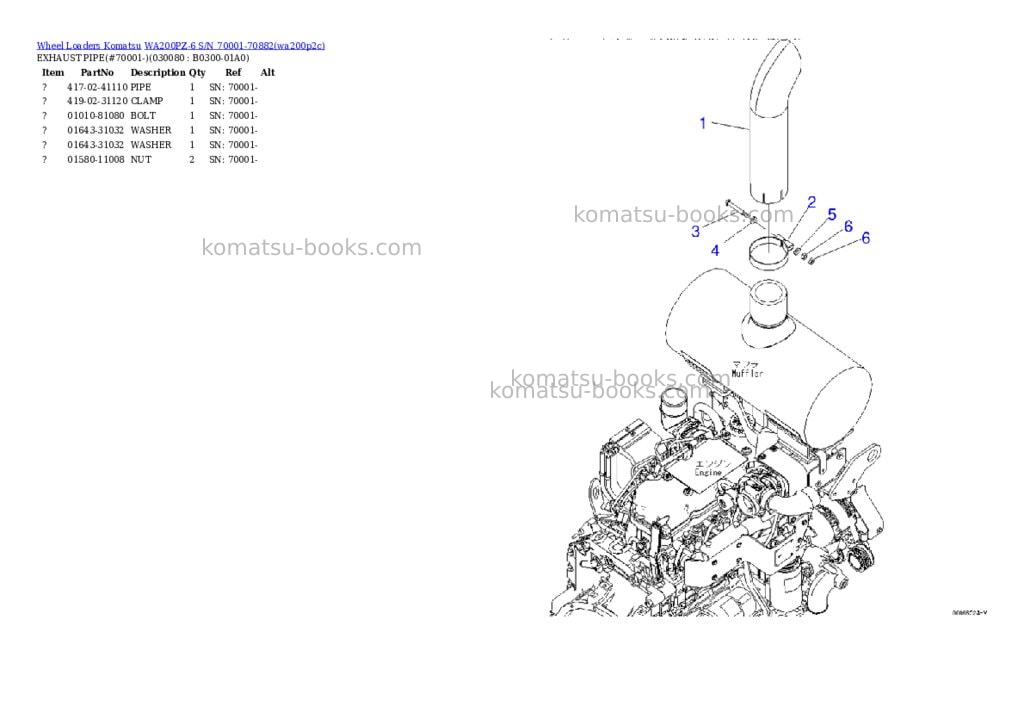 Komatsu wa200pz-6 s/n 70001-70882 Parts catalog cover Page 7