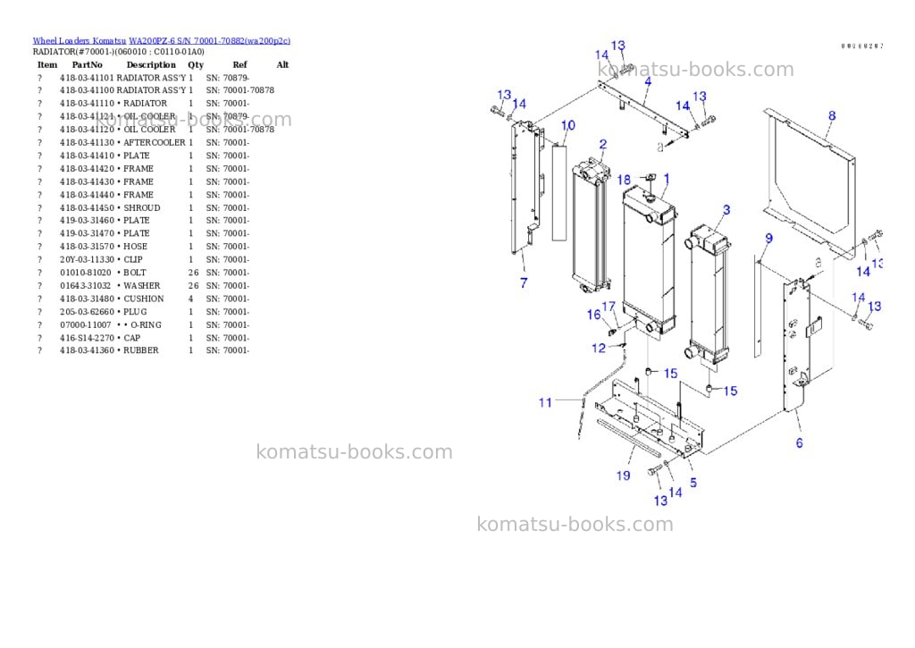 Komatsu wa200pz-6 s/n 70001-70882 Parts catalog cover Page 9