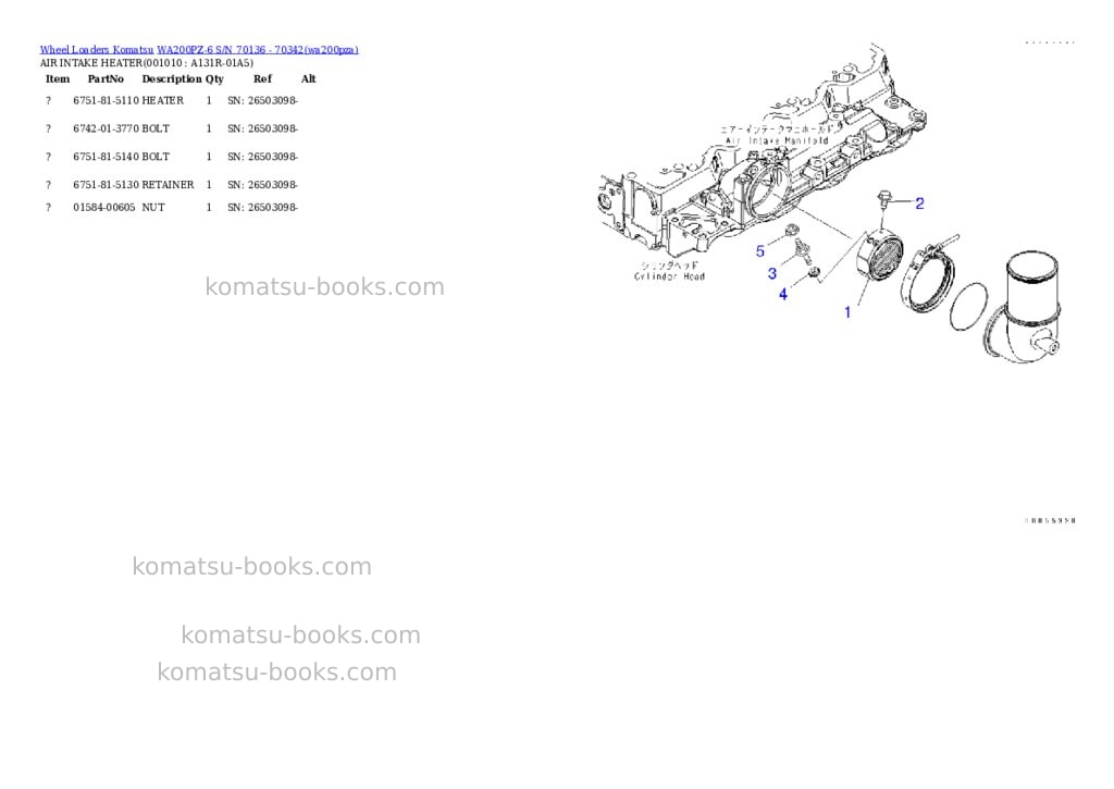 Komatsu wa200pz-6 s/n 70136 - 70342 Parts catalog cover Page 10