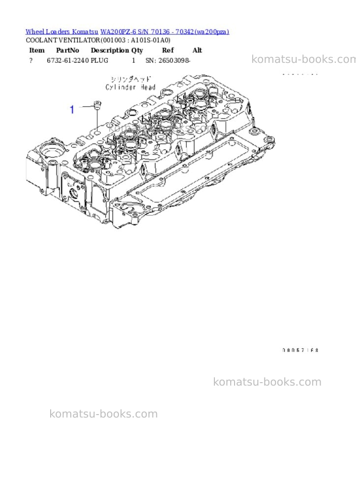 Komatsu wa200pz-6 s/n 70136 - 70342 Parts catalog cover Page 3