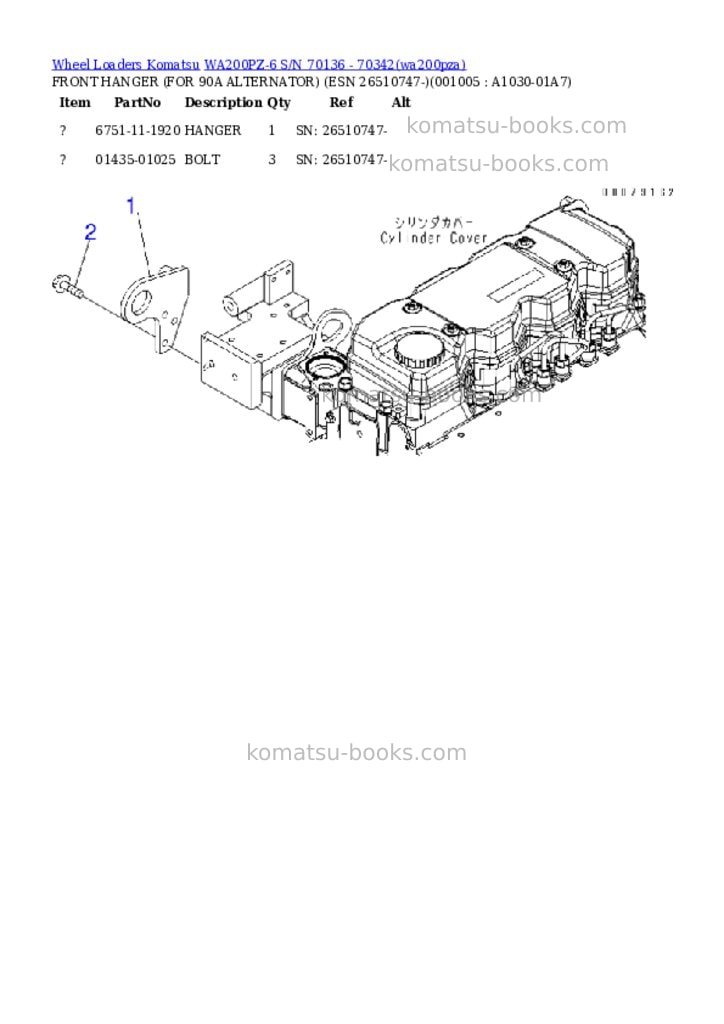 Komatsu wa200pz-6 s/n 70136 - 70342 Parts catalog cover Page 5