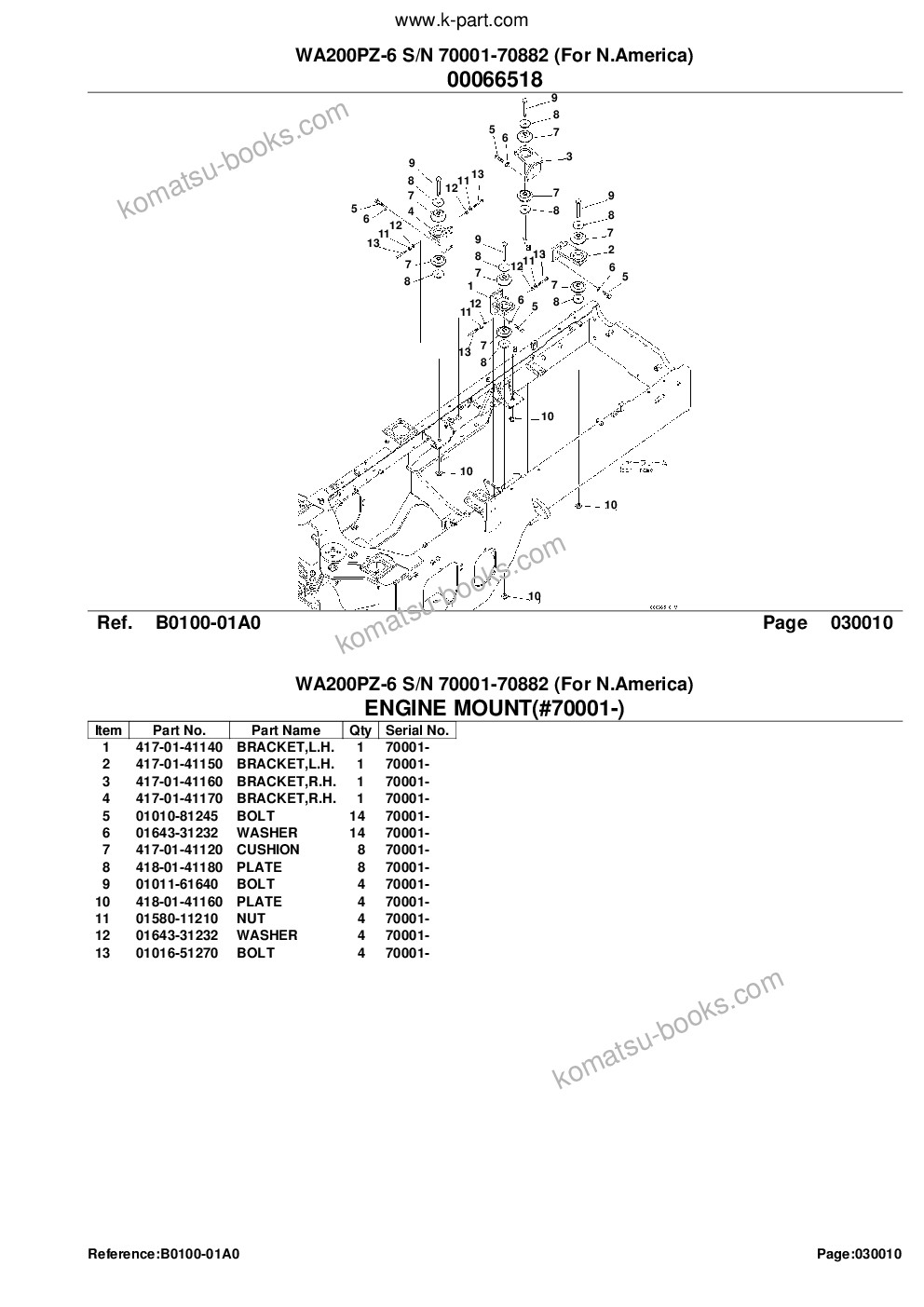Komatsu WA200PZ-6 S/N 70001-70882 (For N.America) Parts catalog cover Page 3 Komatsu WA200PZ-6 S/N 70001-70882 (For N.America) Parts catalog cover Page 3