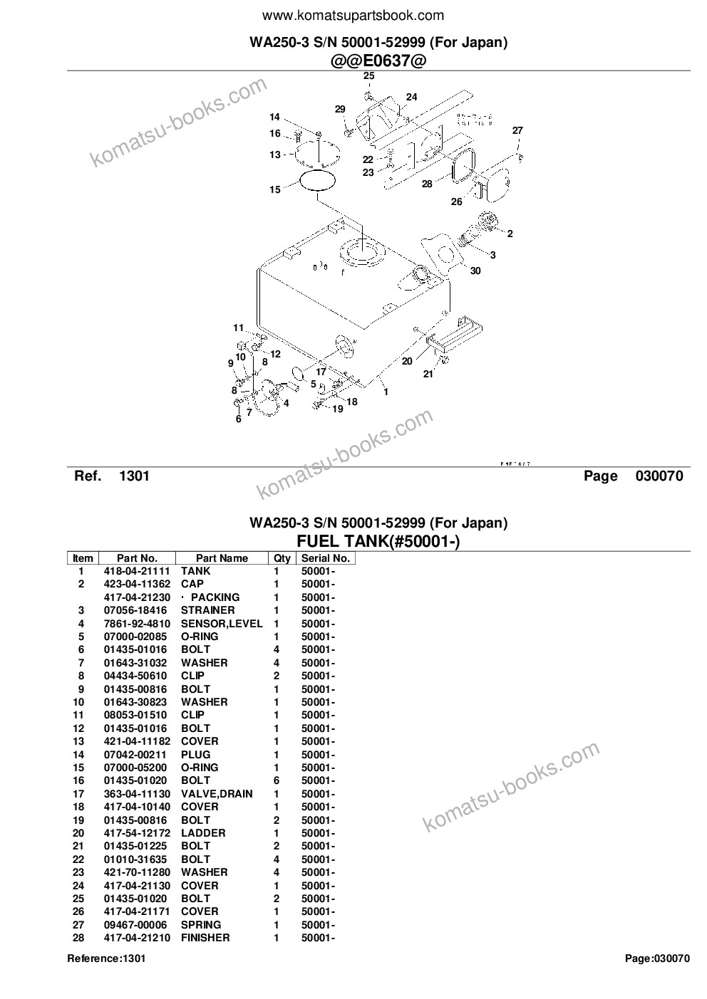 Komatsu wa250-3 s/n 50001-52999 for japan Parts catalog cover Page 10