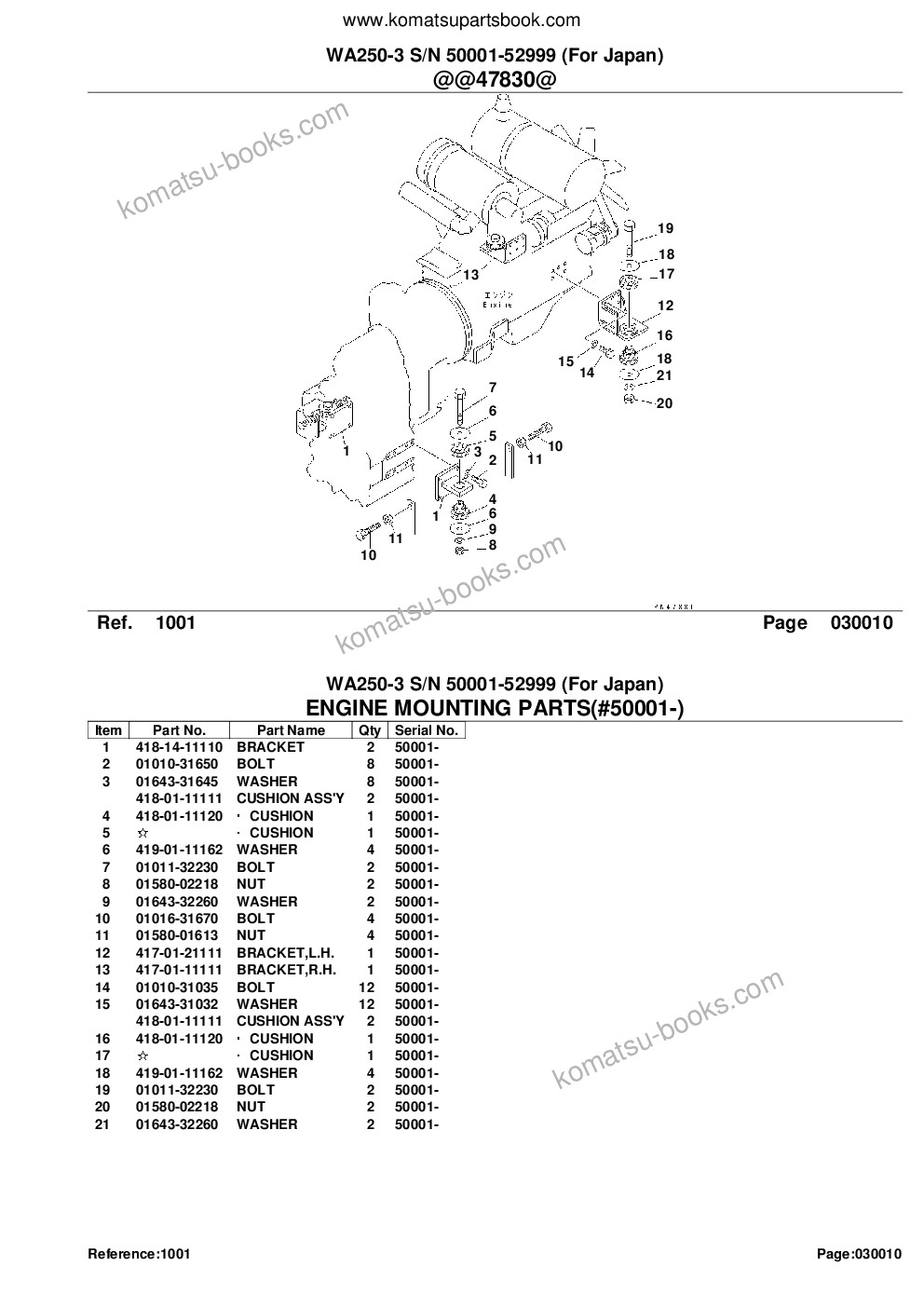 Komatsu wa250-3 s/n 50001-52999 for japan Parts catalog cover Page 3