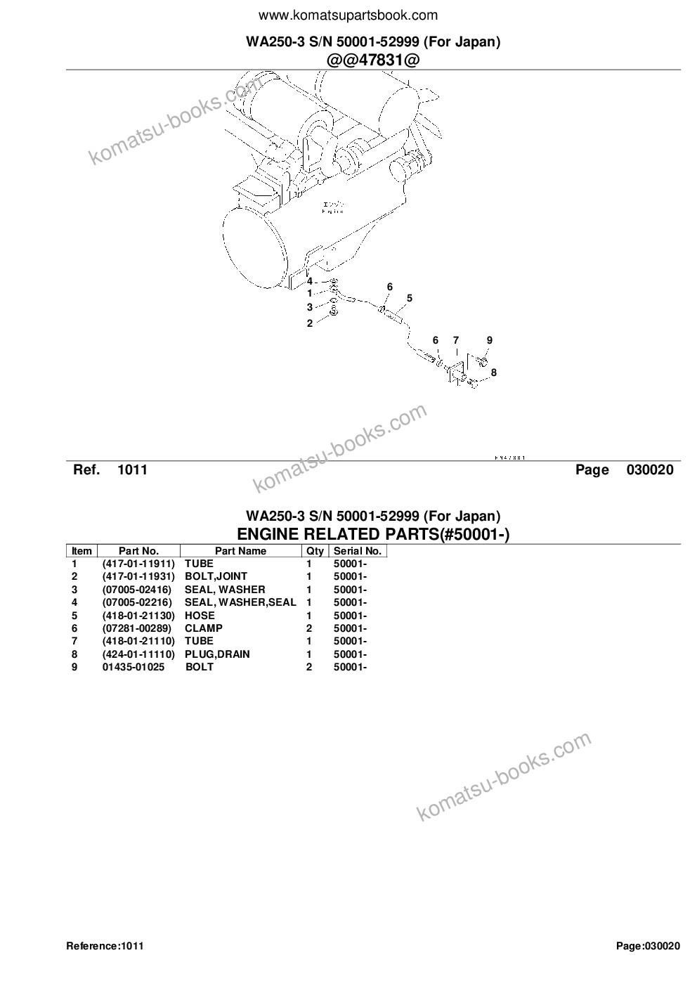 Komatsu wa250-3 s/n 50001-52999 for japan Parts catalog cover Page 4
