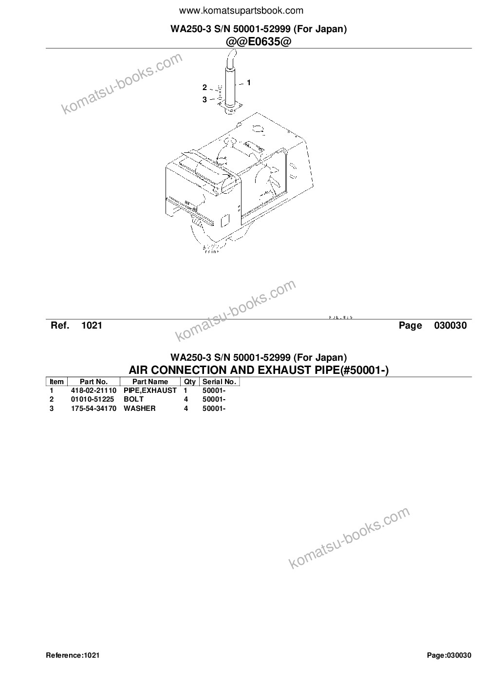 Komatsu wa250-3 s/n 50001-52999 for japan Parts catalog cover Page 5