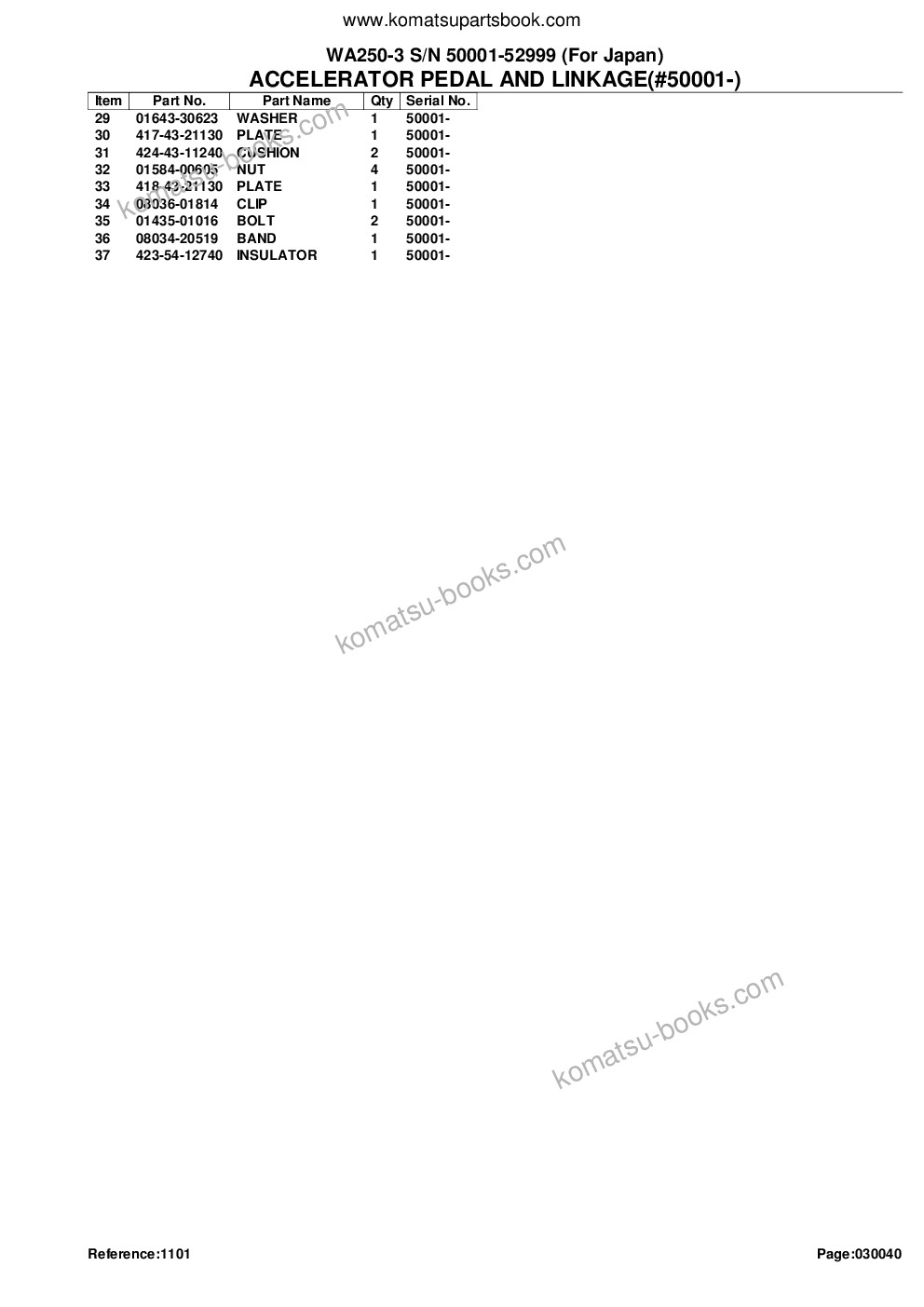 Komatsu wa250-3 s/n 50001-52999 for japan Parts catalog cover Page 7