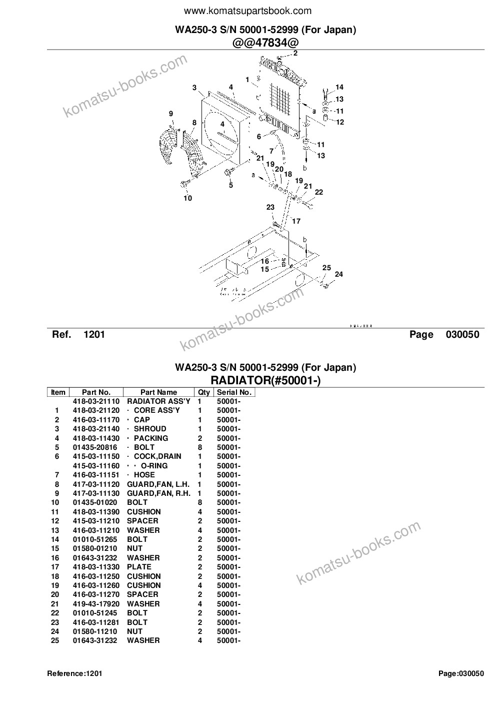 Komatsu wa250-3 s/n 50001-52999 for japan Parts catalog cover Page 8