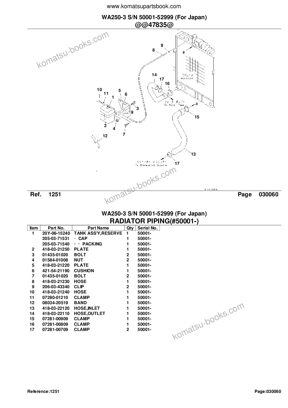 Komatsu wa250-3 s/n 50001-52999 for japan Parts catalog cover Page 9