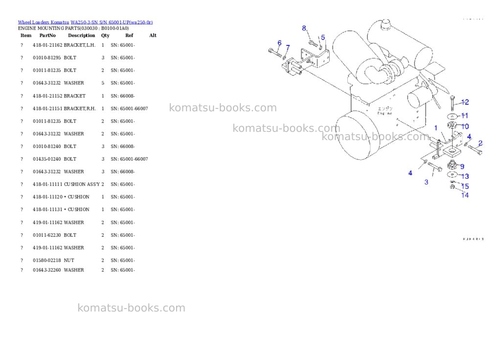 Komatsu wa250-3-sn s/n 65001-up Parts catalog cover Page 2