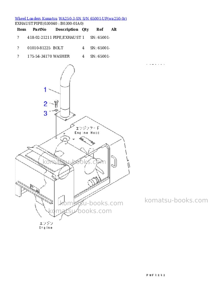 Komatsu wa250-3-sn s/n 65001-up Parts catalog cover Page 3