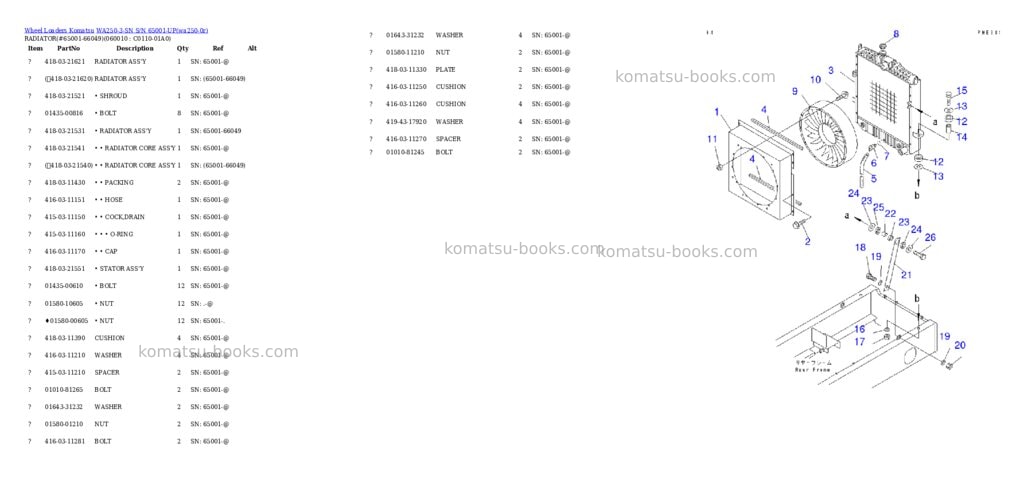Komatsu wa250-3-sn s/n 65001-up Parts catalog cover Page 4