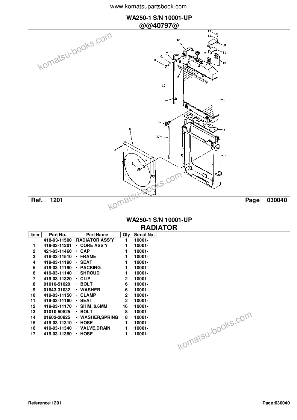 Komatsu wa250-1 s/n 10001-up Ersatzteilkatalog Titelseite Seite 7