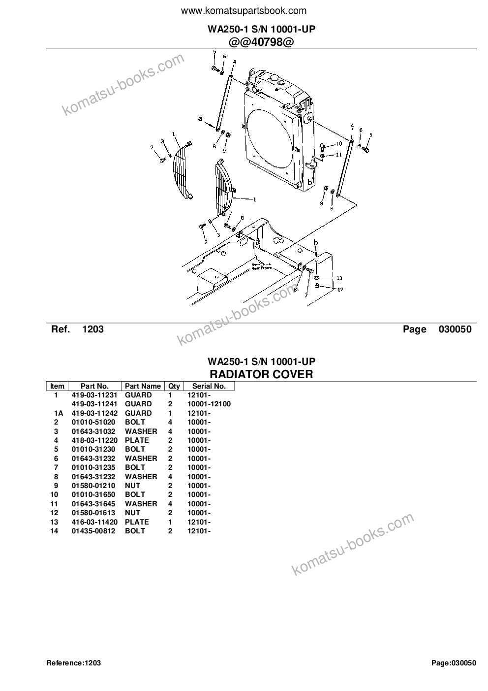 Komatsu wa250-1 s/n 10001-up Ersatzteilkatalog Titelseite Seite 8