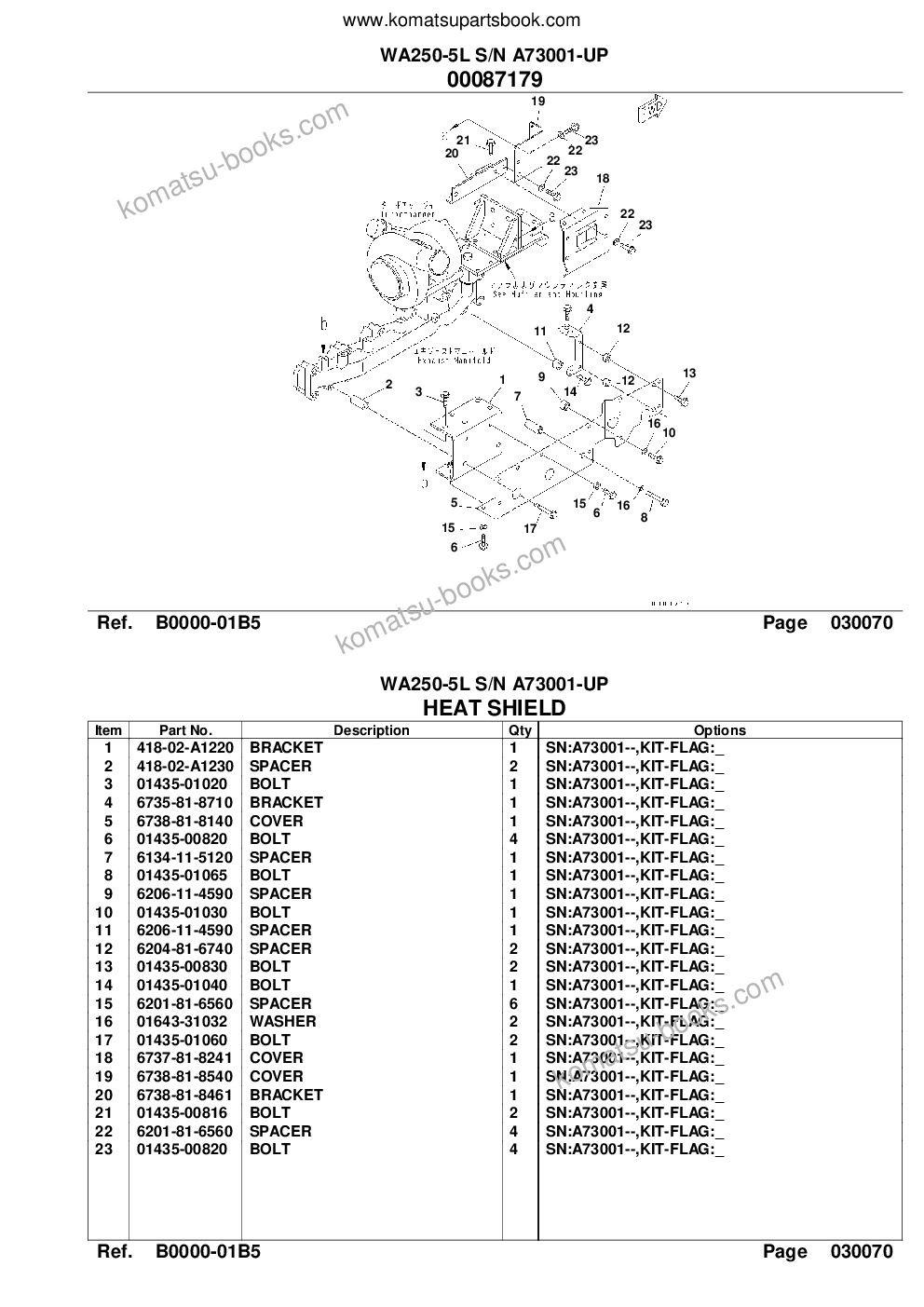 Komatsu wa250-5l s/n a73001-up Parts catalog cover Page 10