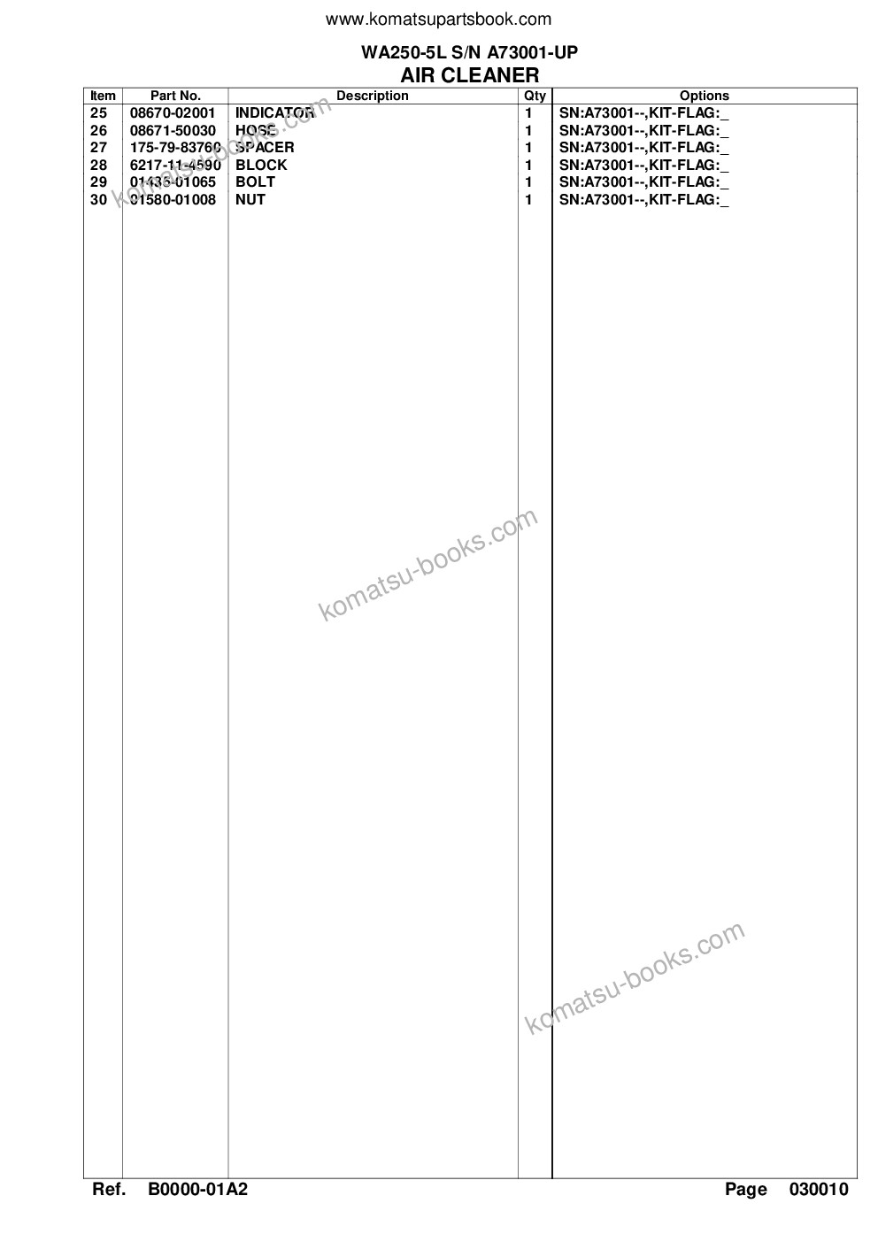 Komatsu wa250-5l s/n a73001-up Parts catalog cover Page 4