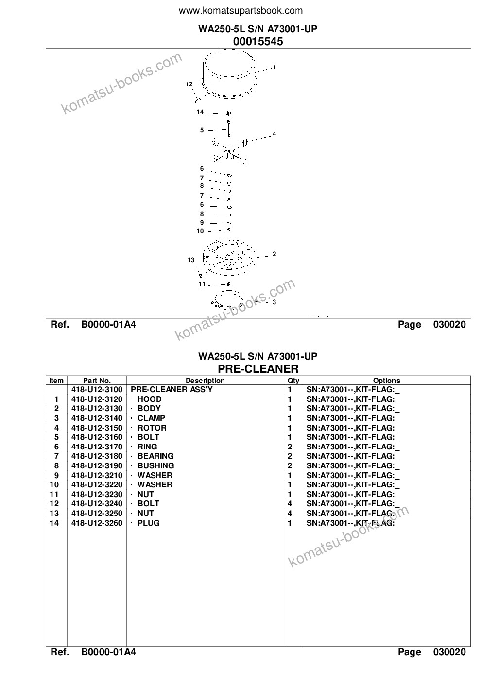 Komatsu wa250-5l s/n a73001-up Parts catalog cover Page 5