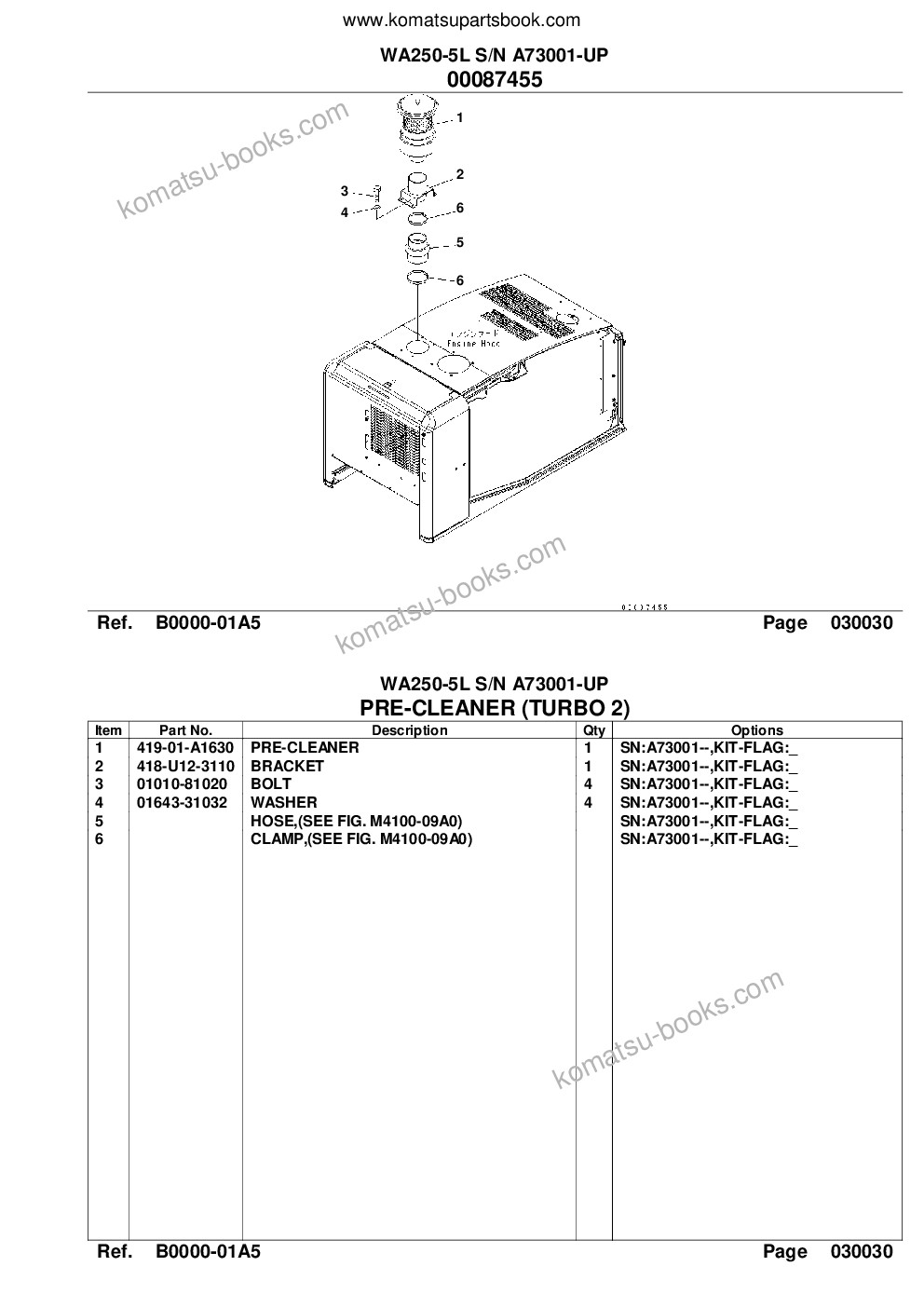 Komatsu wa250-5l s/n a73001-up Parts catalog cover Page 6