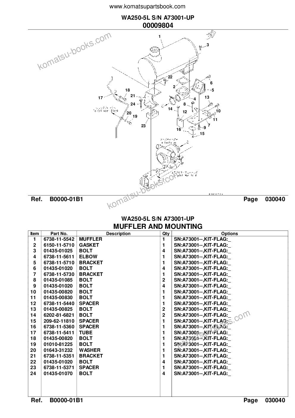 Komatsu wa250-5l s/n a73001-up Parts catalog cover Page 7