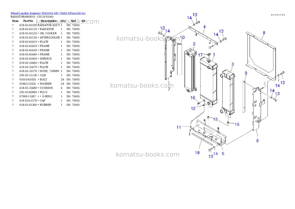 Komatsu wa250-6 s/n 75001-up Parts catalog cover Page 10