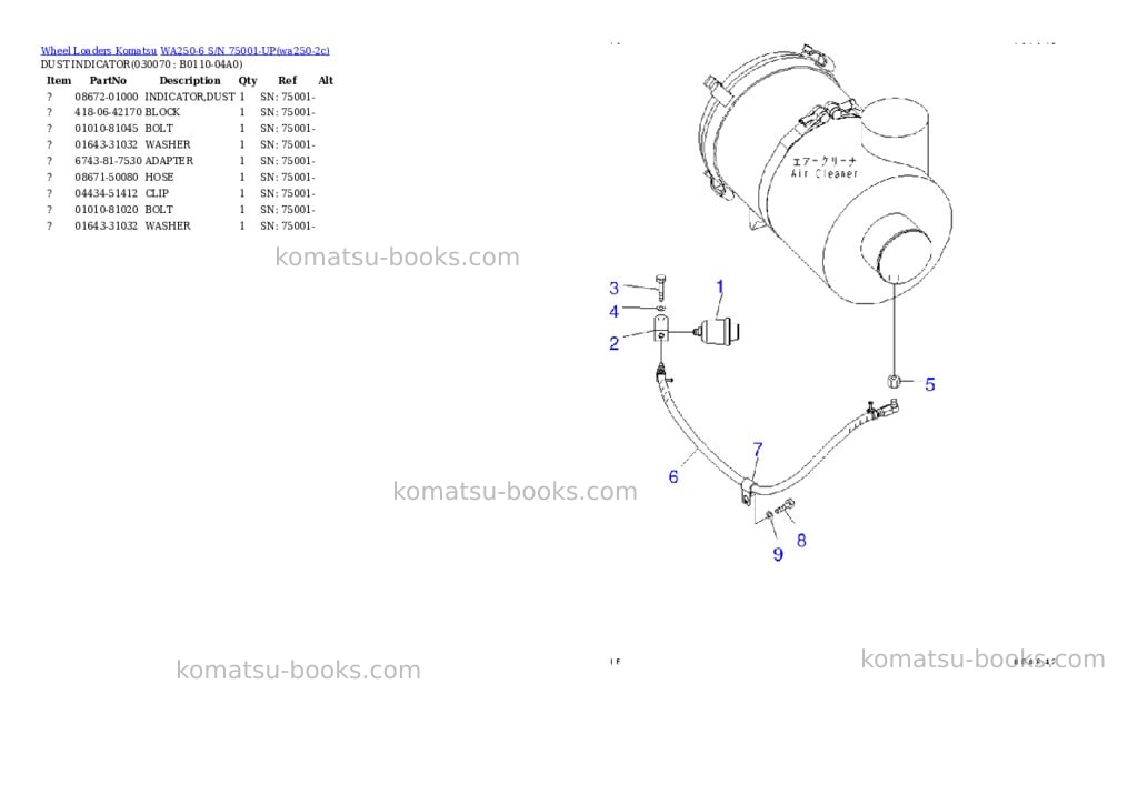 Komatsu wa250-6 s/n 75001-up Parts catalog cover Page 6