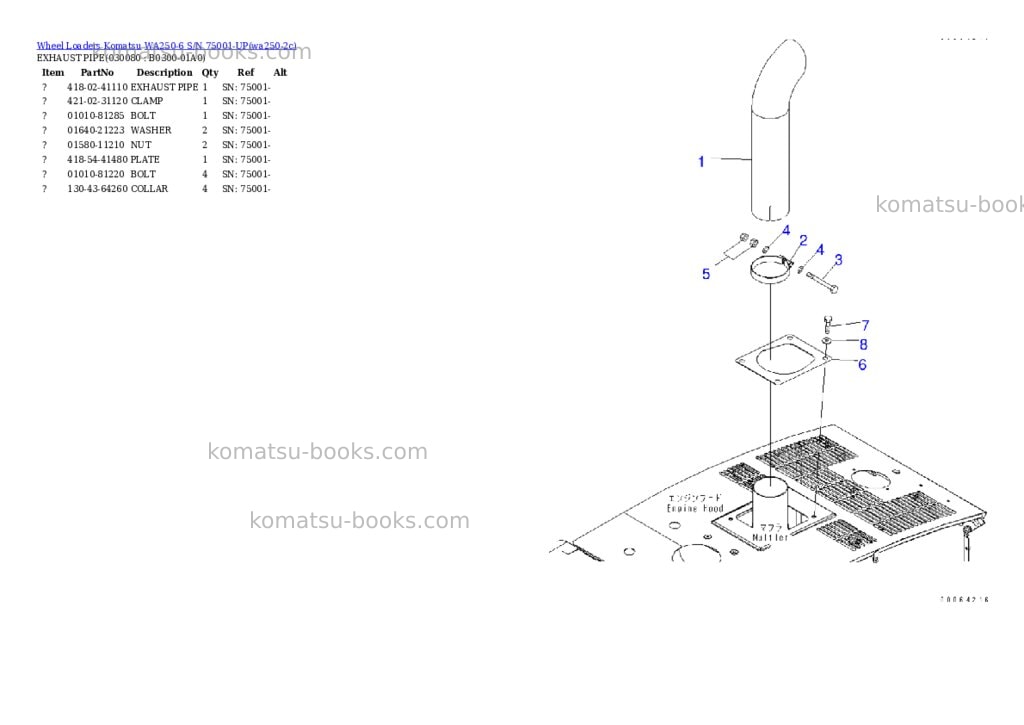 Komatsu wa250-6 s/n 75001-up Parts catalog cover Page 7