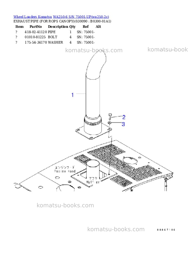 Komatsu wa250-6 s/n 75001-up Parts catalog cover Page 8
