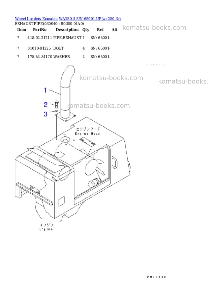 Komatsu WA250-3 S/N 65001-UP Parts catalog cover Page 3