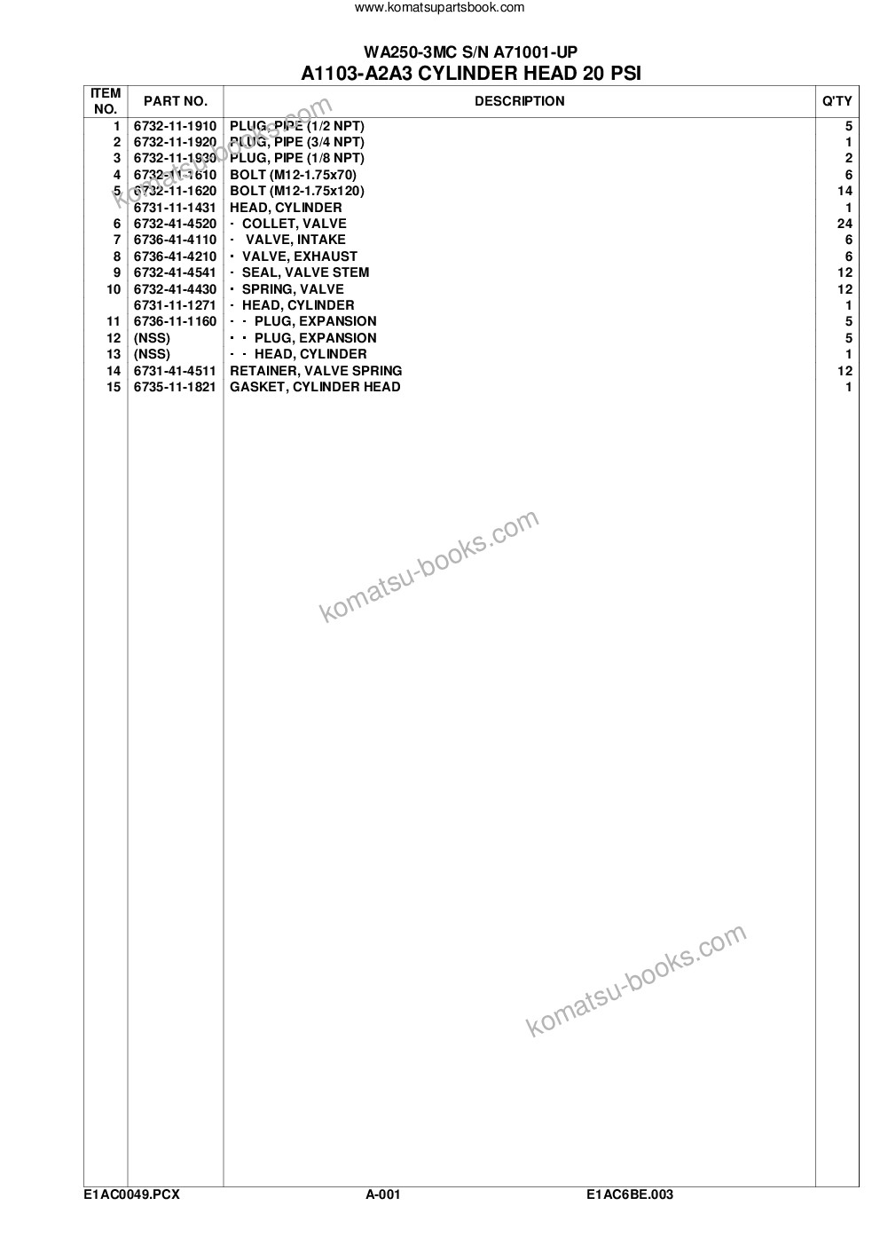 Komatsu wa250-3mc s/n a71001-up Parts catalog cover Page 4 Komatsu wa250-3mc s/n a71001-up Parts catalog cover Page 4