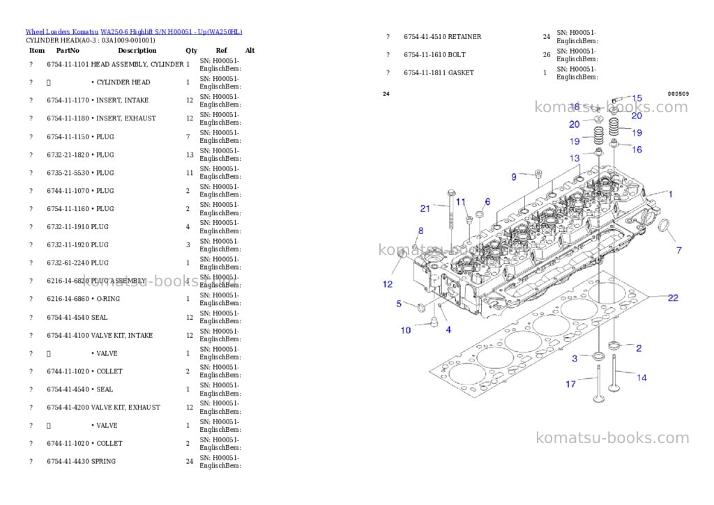 Komatsu wa250-6 highlift s/n h00051 - up Parts catalog cover Komatsu wa250-6 highlift s/n h00051 - up Parts catalog cover