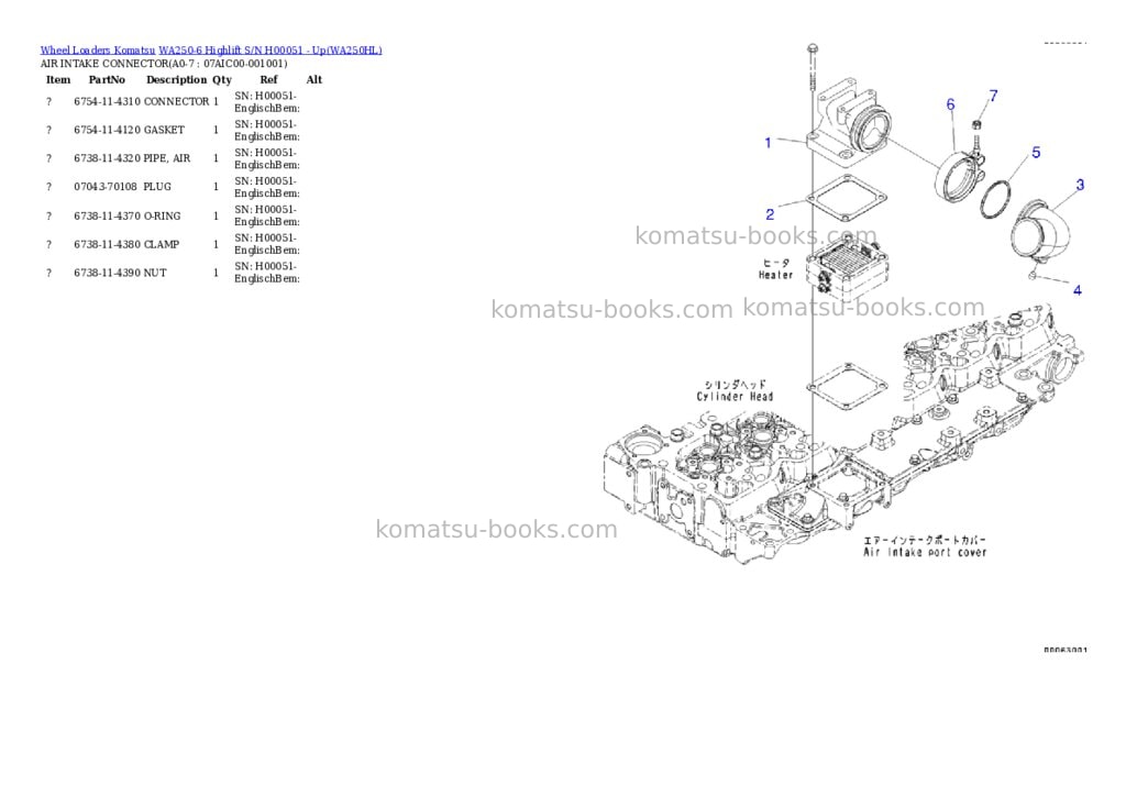 Komatsu wa250-6 highlift s/n h00051 - up Parts catalog cover Page 5 Komatsu wa250-6 highlift s/n h00051 - up Parts catalog cover Page 5