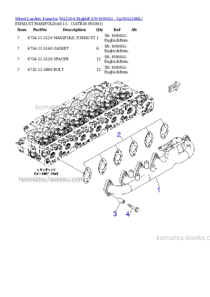 Komatsu wa250-6 highlift s/n h00051 - up Parts catalog cover Page 9 Komatsu wa250-6 highlift s/n h00051 - up Parts catalog cover Page 9