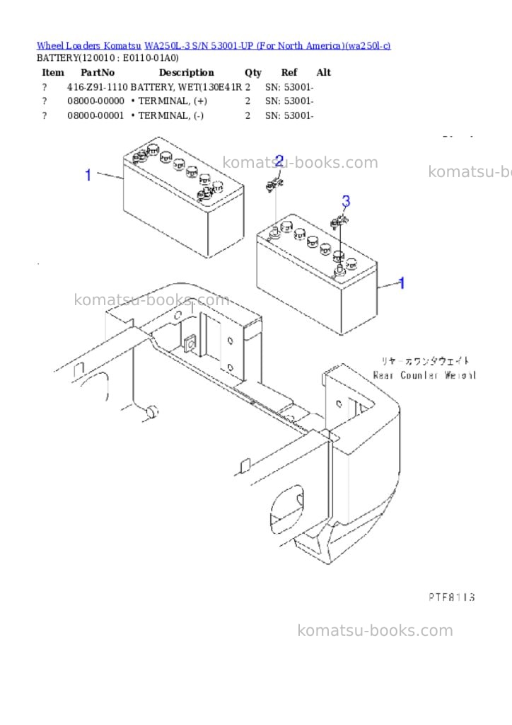 Komatsu wa250l-3 s/n 53001-up for north america Parts catalog cover Page 10 Komatsu wa250l-3 s/n 53001-up for north america Parts catalog cover Page 10