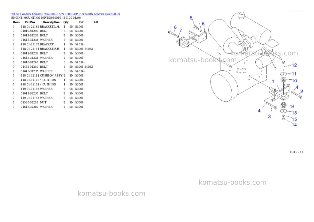 Komatsu wa250l-3 s/n 53001-up for north america Parts catalog cover Page 3 Komatsu wa250l-3 s/n 53001-up for north america Parts catalog cover Page 3
