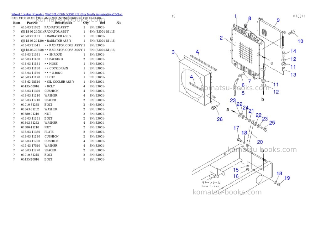 Komatsu wa250l-3 s/n 53001-up for north america Parts catalog cover Page 5 Komatsu wa250l-3 s/n 53001-up for north america Parts catalog cover Page 5